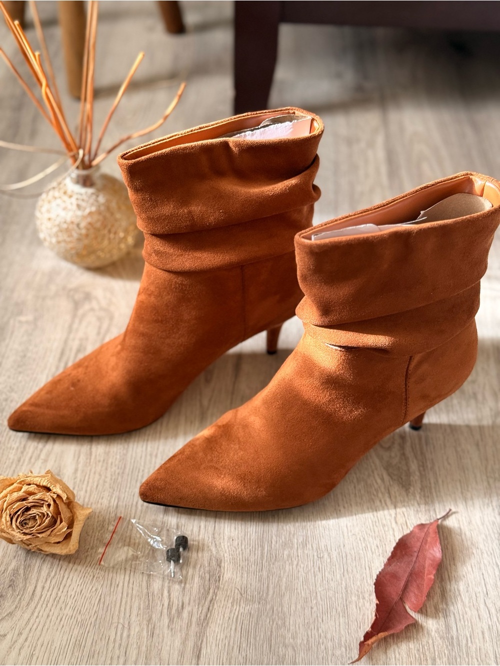 Women's Suede Pointed-Toe Slouch Ankle Booties